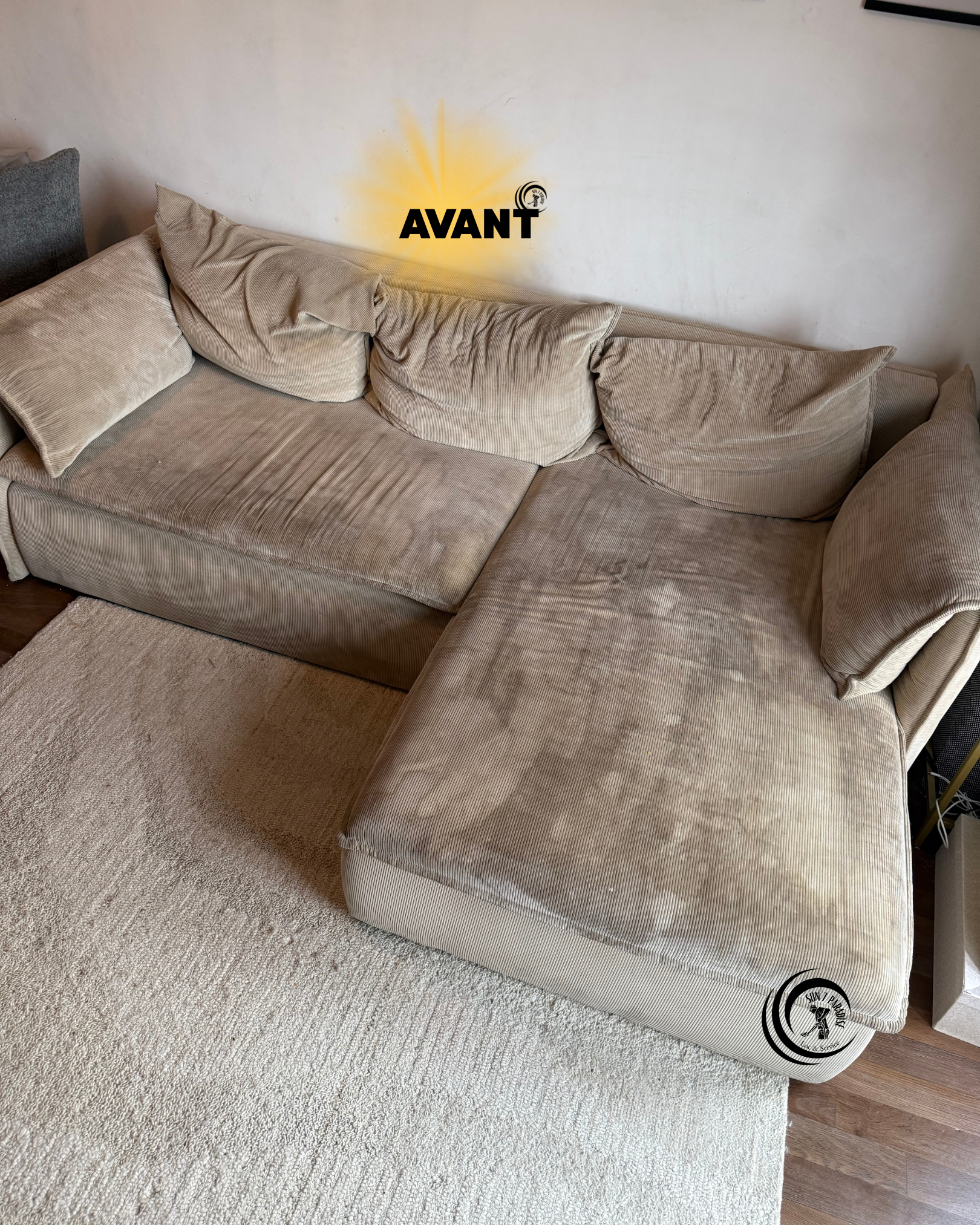 canapé avant nettoyage à domicile taches visibles