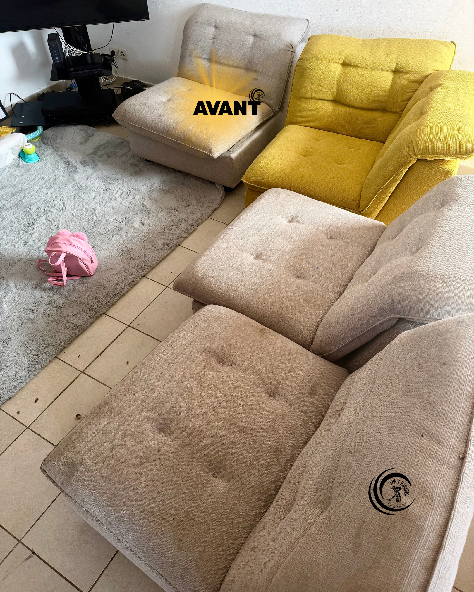 Canapé avant nettoyage à Gentilly avant intervention